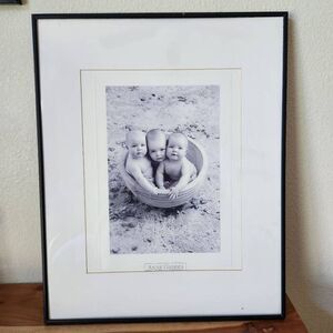 Anne Geddes black white print of triplet babies matted nursery decor